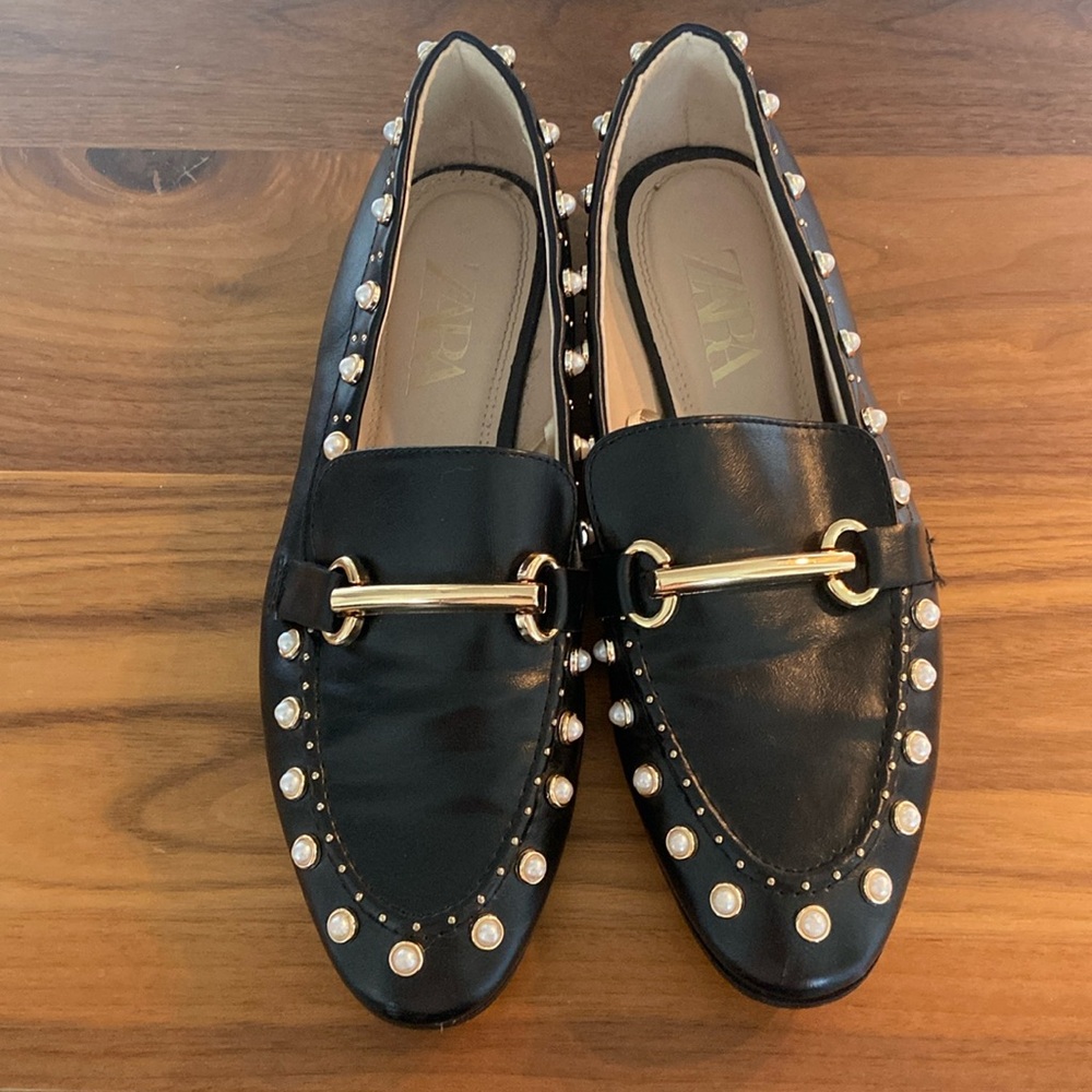 Zara black embellished loafer